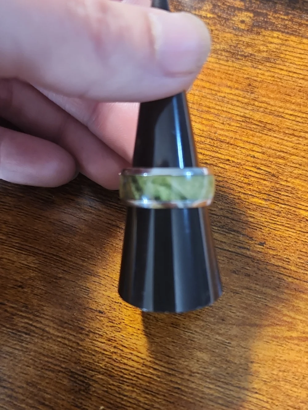 8mm Parrot Green Stainless Steel Dome Ring, Elegant And Versatile For Everyday
